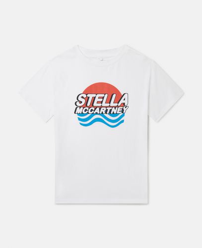 Logo Waves Print T-Shirt, Woman, , Size: 12 - Stella McCartney - Modalova