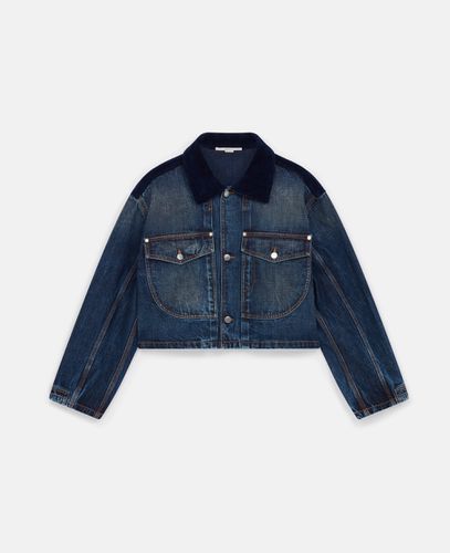 Giacca in Denim con Collo a Coste, Donna, , Taglia: XS - Stella McCartney - Modalova