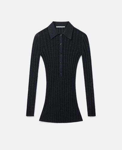 Poloshirt aus Lurex-Rippstrick, Frau, , Größe: L - Stella McCartney - Modalova