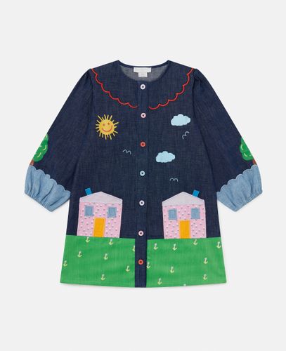 Langarm-Kleid mit Bauernhof-Applikationen, Frau, , Größe: 4 - Stella McCartney - Modalova
