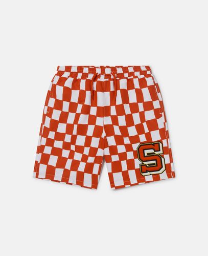 Brand Initial Check Swim Shorts, Woman, , Size: 14 - Stella McCartney - Modalova