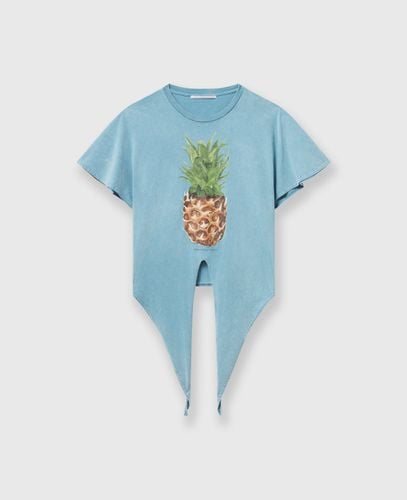 T-Shirt in Cotone con Scollo a Laccio e Ananas, Donna, , Taglia: L - Stella McCartney - Modalova