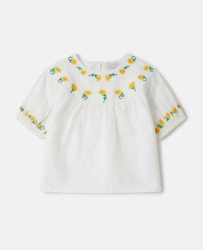 Flower Embroidery Puff Sleeve Top, Woman, , Size: 10 - Stella McCartney - Modalova