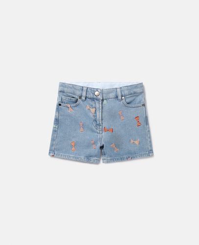 Striped Bow Print Denim Shorts, Donna, , Taglia: 14h - Stella McCartney - Modalova