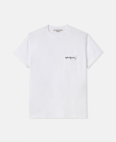 T Shirt mit Stella Logo und Herzstickerei, Frau, , Größe: M - Stella McCartney - Modalova