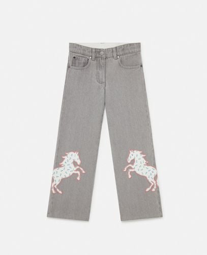 Jeans in Denim con Applicazioni Cavallo, Donna, , Taglia: 14 - Stella McCartney - Modalova