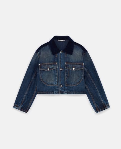 Giacca in Denim con Collo a Coste, Donna, , Taglia: L - Stella McCartney - Modalova