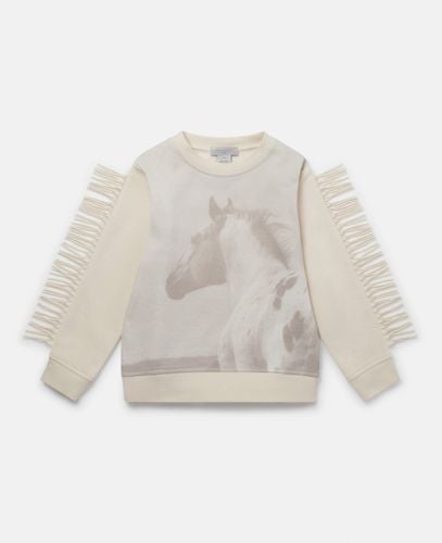 Felpa con Frange con Grafica Cavallo, Donna, , Taglia: 10 - Stella McCartney - Modalova