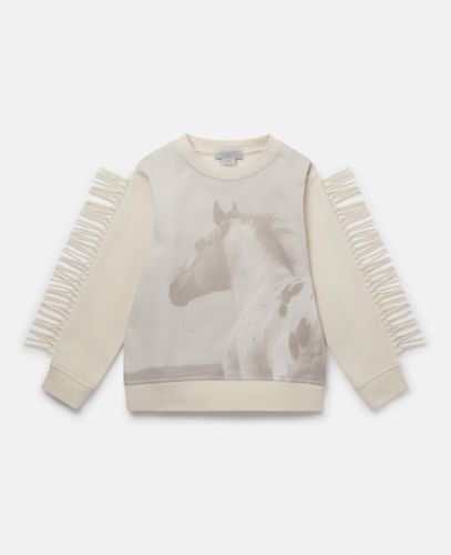 Horse Graphic Fringed Sweatshirt, Woman, , Size: 4 - Stella McCartney - Modalova