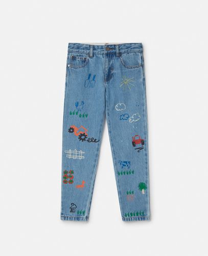 Jeans in Denim con Stampa Fattoria, Donna, , Taglia: 14 - Stella McCartney - Modalova