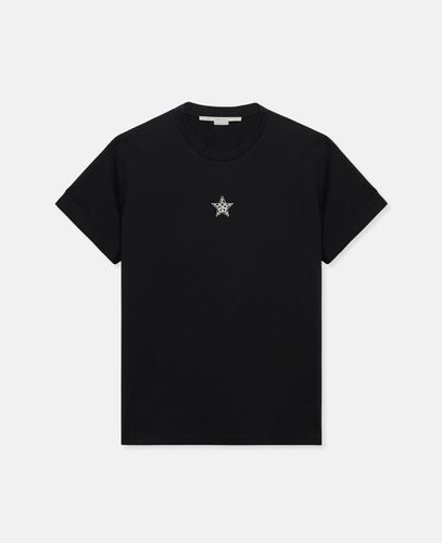 T Shirt mit Mini Stern aus Perlen, Frau, , Größe: L - Stella McCartney - Modalova