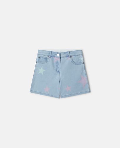 Shorts in denim con stampa Stella Star, Donna, , Taglia: 2 - Stella McCartney - Modalova