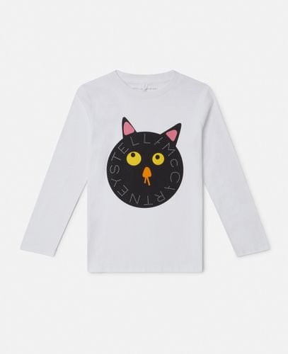 Maglietta a Maniche Lunghe Logo Gatto da Brivido, Donna, , Taglia: 10 - Stella McCartney - Modalova