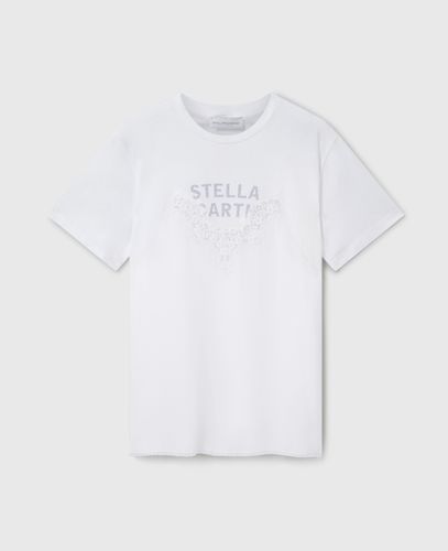 T-shirt carré graphique avec empiècement en dentelle, , , Taille: XS - Stella McCartney - Modalova