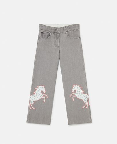 Jeans in Denim con Applicazioni Cavallo, Donna, , Taglia: 5 - Stella McCartney - Modalova