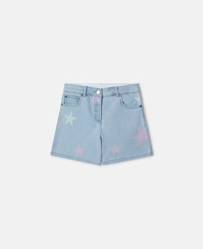 Shorts in denim con stampa Stella Star, Donna, , Taglia: 12 - Stella McCartney - Modalova