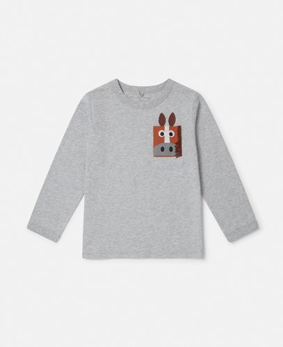 Langarm-T-Shirt mit Pferde-Applikation, Frau, , Größe: 3 - Stella McCartney - Modalova