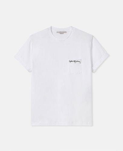 T Shirt mit Stella Logo und Herzstickerei, Frau, , Größe: S - Stella McCartney - Modalova