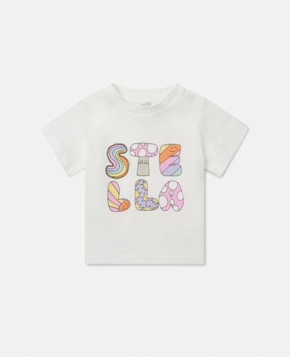 Stella Woodland Lettering Crewneck T-Shirt, Woman, , Size: 18m - Stella McCartney - Modalova