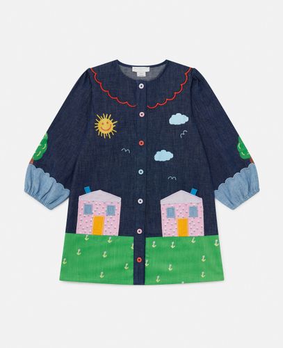 Langarm-Kleid mit Bauernhof-Applikationen, Frau, , Größe: 5 - Stella McCartney - Modalova
