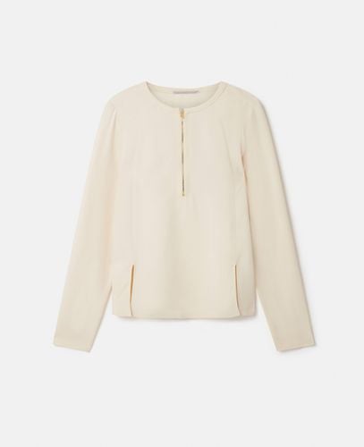 Blusa Arlesa con zip e doppio orlo diviso, Donna, , Taglia: 44 - Stella McCartney - Modalova