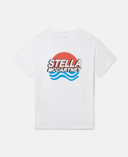 Logo Waves Print T-Shirt, Donna, , Taglia: 10 - Stella McCartney - Modalova