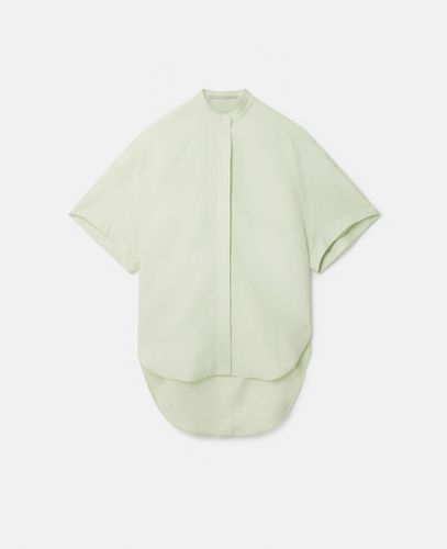 Linen-Cotton Oversized Collarless Shirt, Woman, , Size: 40 - Stella McCartney - Modalova