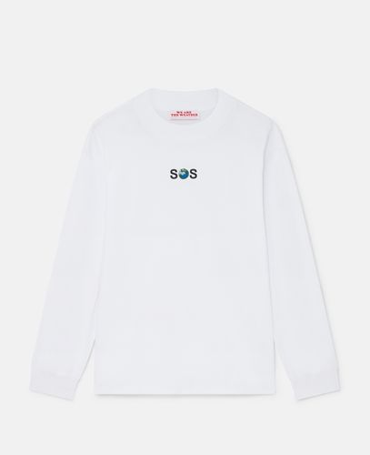 SOS Embroidered Long-Sleeve T-Shirt, Woman, , Size: XS - Stella McCartney - Modalova