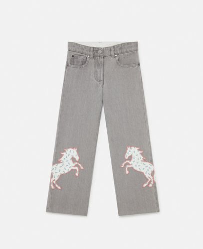 Jeans in Denim con Applicazioni Cavallo, Donna, , Taglia: 12 - Stella McCartney - Modalova