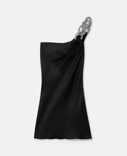 Falabella Crystal Chain Double Satin One-Shoulder Mini Dress, Woman, , Size: 38 - Stella McCartney - Modalova