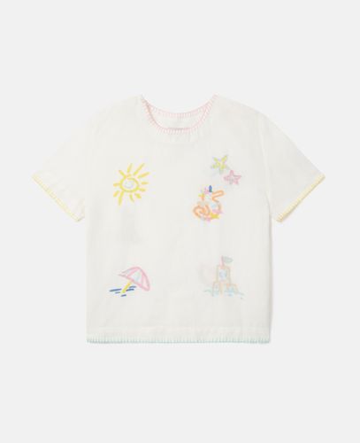 Summer Doodles Embroidery T-Shirt, Donna, , Taglia: 12 - Stella McCartney - Modalova