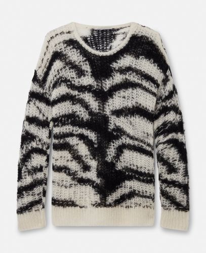 Tiger Pattern Open-Knit Jumper, Woman, , Size: L - Stella McCartney - Modalova