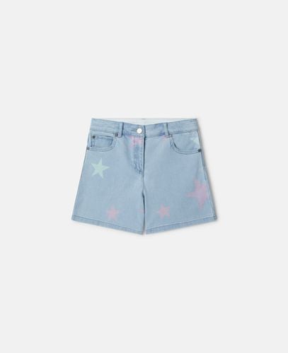 Shorts in denim con stampa Stella Star, Donna, , Taglia: 14h - Stella McCartney - Modalova