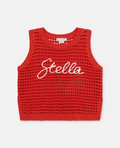 Top Senza Maniche all'Uncinetto con Ricamo Stella, Donna, , Taglia: 4 - Stella McCartney - Modalova