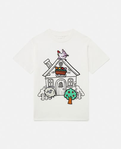 Kurzarm-T-Shirt mit Bauernhof-Print, Frau, , Größe: 4 - Stella McCartney - Modalova