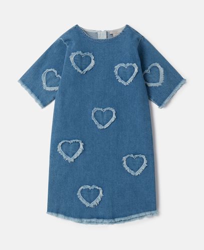 Abito in denim elasticizzato con toppa a cuore sfrangiata, , Taglia: 6 - Stella McCartney - Modalova