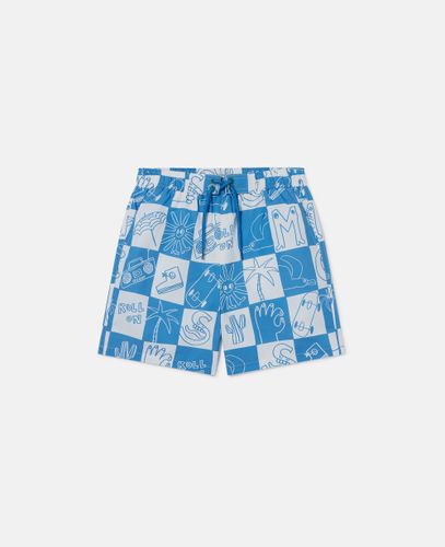 Brand Lettering Check Swim Shorts, Woman, , Size: 4 - Stella McCartney - Modalova