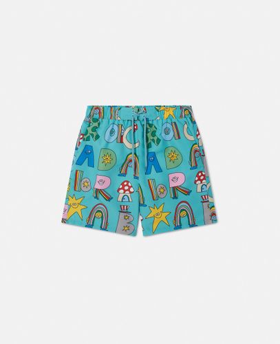 Stella Woodland Lettering Swim Shorts, Woman, , Size: 14 - Stella McCartney - Modalova