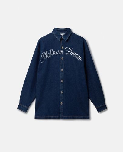 Camicia di jeans oversize con ricamo Platinum Dream, Donna, , Taglia: S - Stella McCartney - Modalova