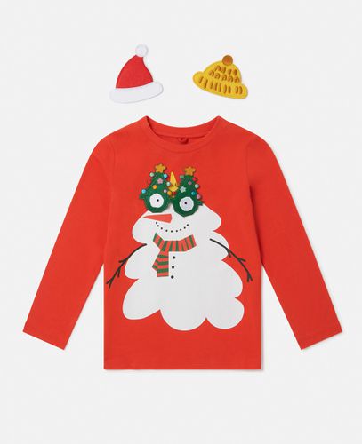 Langarm-T-Shirt mit Schneemann-Motiv, Frau, , Größe: 8 - Stella McCartney - Modalova