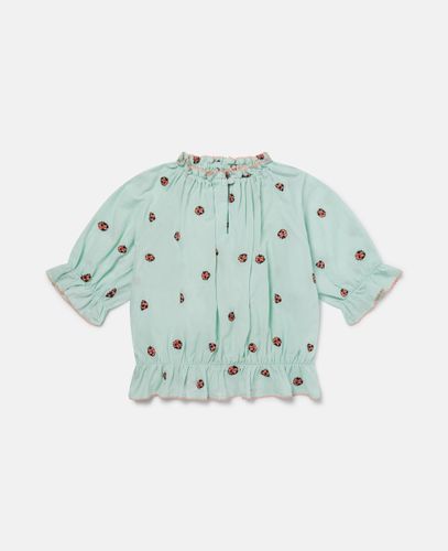 Top a manica corta plissettata coccinella, Donna, , Taglia: 10 - Stella McCartney - Modalova