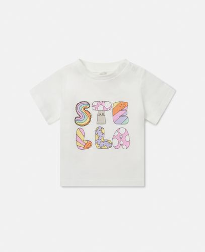 Stella Woodland Lettering Crewneck T-Shirt, Woman, , Size: 6m - Stella McCartney - Modalova