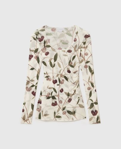 Cherry Print Mesh Long Sleeve Top, Woman, , Size: L - Stella McCartney - Modalova