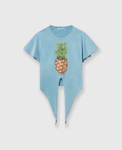 T-Shirt in Cotone con Scollo a Laccio e Ananas, Donna, , Taglia: M - Stella McCartney - Modalova