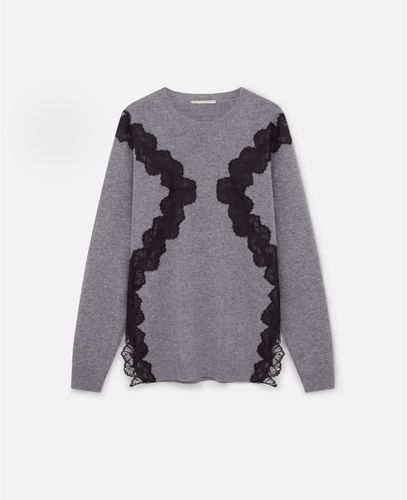 Langaermeliger Pullover mit Spitzeneinsatz, Frau, , Größe: M - Stella McCartney - Modalova