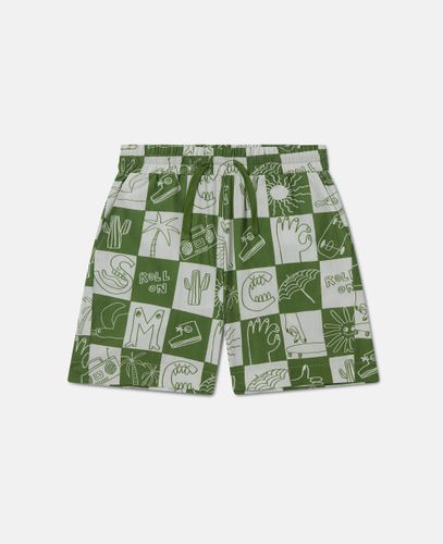 Brand Lettering Check Shorts, , Size: 8 - Stella McCartney - Modalova