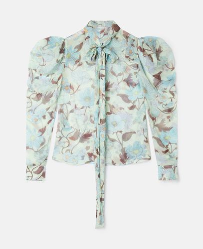 Camicia in chiffon di seta con fiocco e stampa Lady Garden, Donna, , Taglia: 40 - Stella McCartney - Modalova