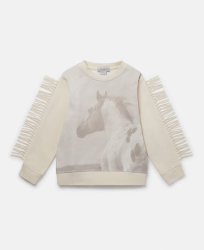 Sweatshirt mit Pferde-Motiv und Fransen, Frau, , Größe: 3 - Stella McCartney - Modalova