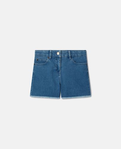 Shorts in denim elasticizzato con toppa a cuore sfrangiata, , Taglia: 12 - Stella McCartney - Modalova