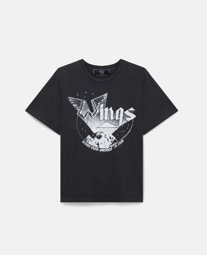 T-Shirt aus Baumwolle mit Wings-Grafik, Frau, , Größe: XL - Stella McCartney - Modalova